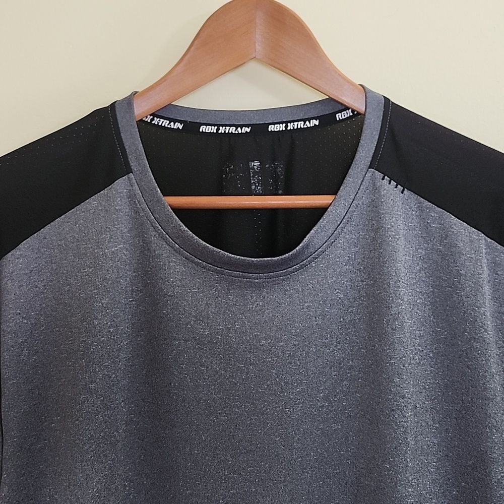 RBX X-Train Performance Men's Gray and Black Color Block Short Sleeve T-Shirt